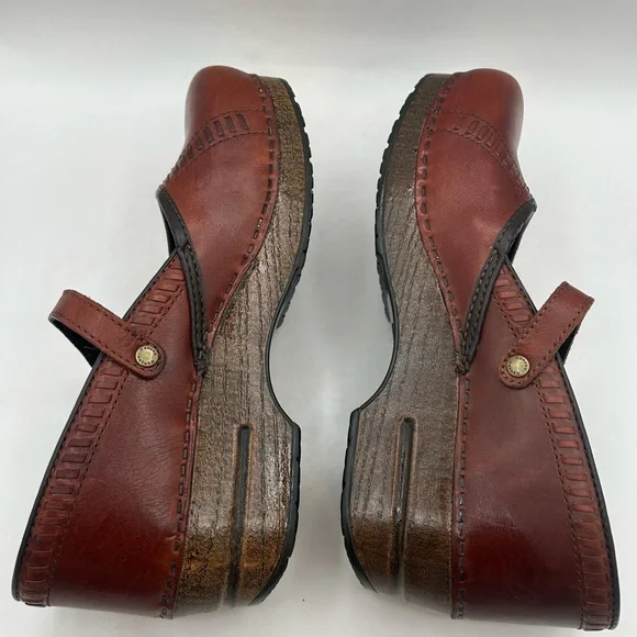 Dansko Marcella Mary Jane Clogs Red Brown Leather Shoes women’s 40 9.5-10 - Picture 9 of 11